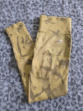 Gymshark yellow Camo Seamless Leggings